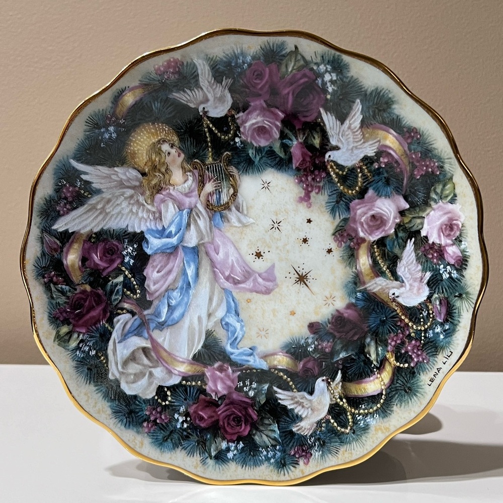 Antique Lena Liu holiday angel plate